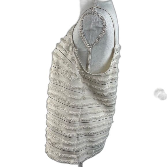 Maeve by Anthropologie Quinn fringe tank Size 14 White Pinstripes Summer - Picture 4 of 10